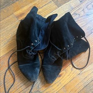 Vintage black suede lace up midcalf boots size 10